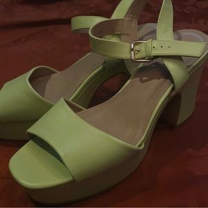 **LIME GREEN*** platform chunky heels